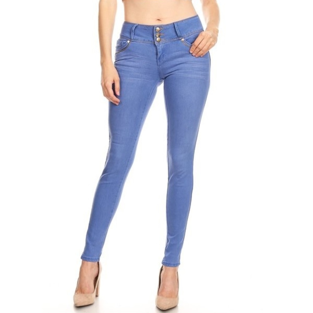 Clash Blue Skinny stretch Jeans pants front pocket